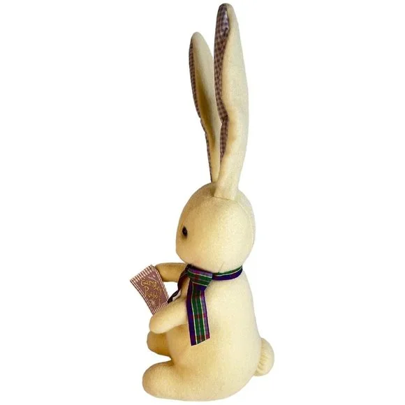 Hallmark Earsley Bunny Rabbit Plush Purple Check Ears Plaid Bow Felt 19” Toy VTG - Picture 6 of 9